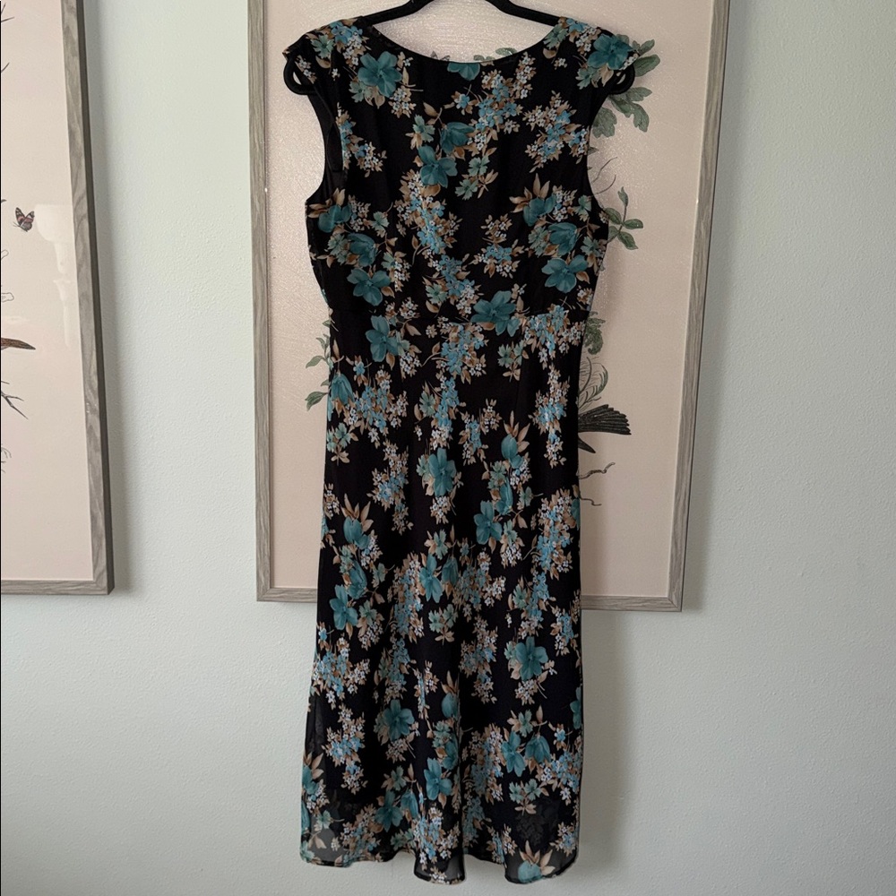 Vintage Connected Floral Whimsical Fairy Goth Flowy Midi Dress - Picture 6 of 7